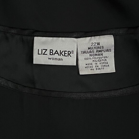 LIZ BAKER Tank‎ Top 22W Plus Boxy Scoop Neck Sleeveless Shell Black - Picture 5 of 5